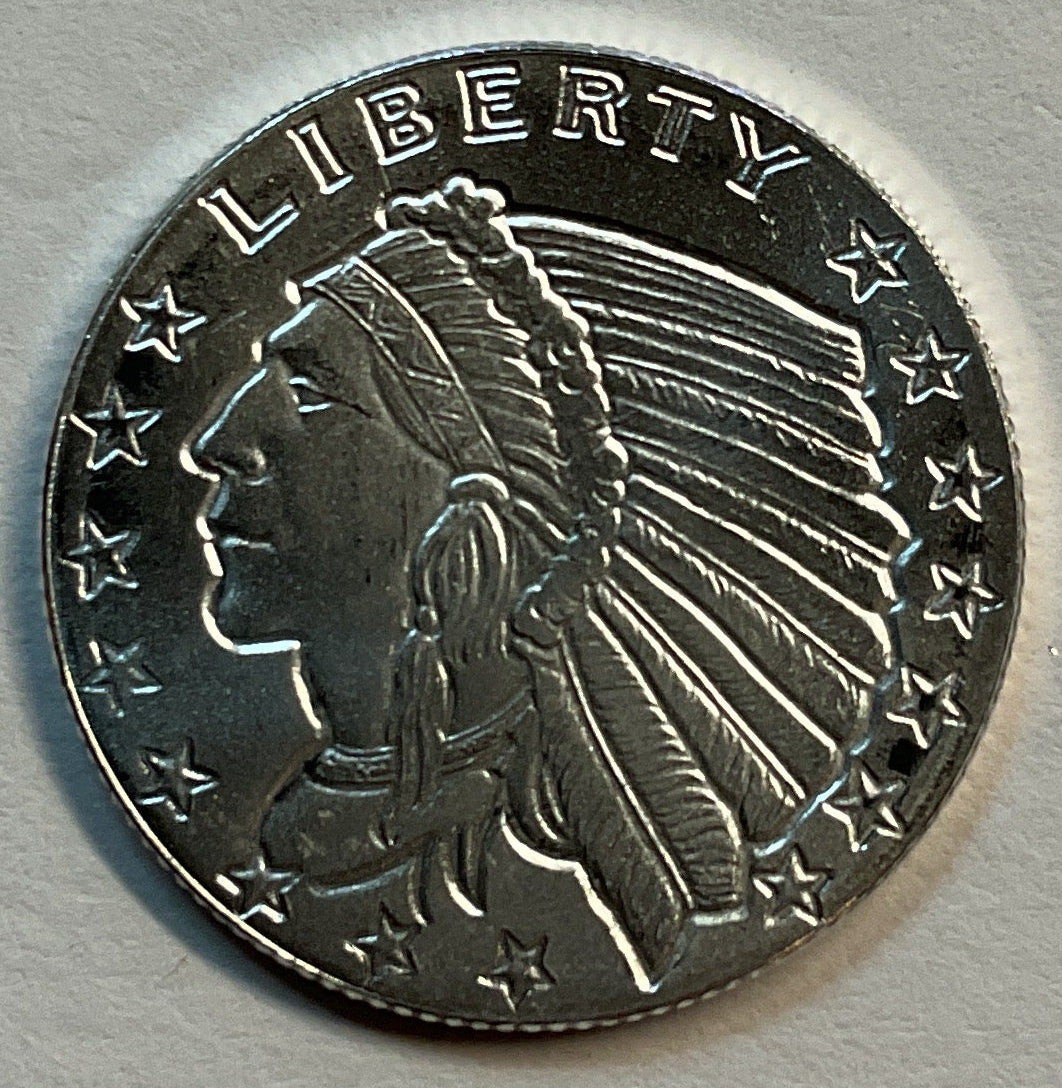 .999 silver, 1/10 Troy Ounce, Indian Silver Round Bullion, Store #SR010