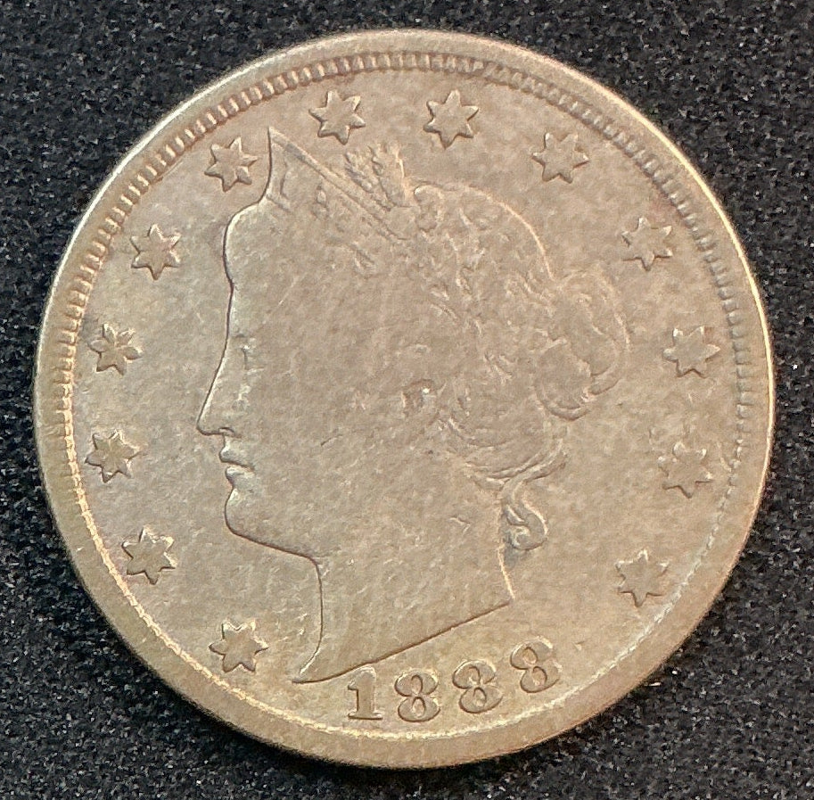 1888 Liberty Nickel, Very Good Circulated Coin., Store Sale #NL875