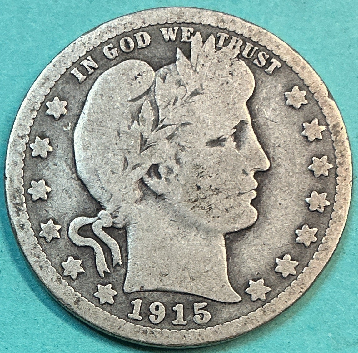 1915 Barber Quarter., Good+ Circulated Details., Store#QR1319