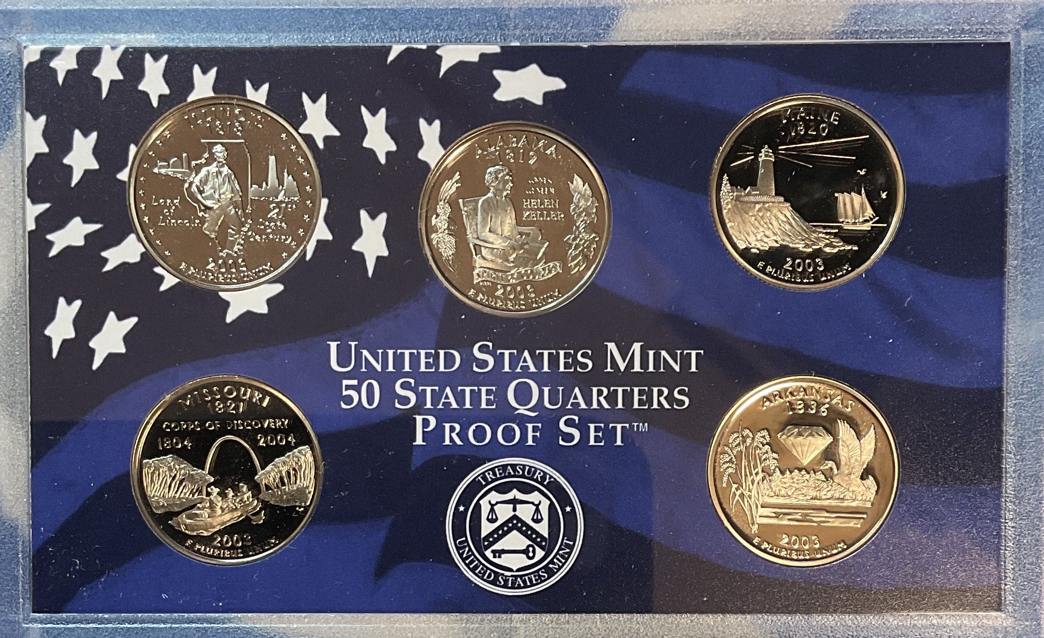 2003 U.S. Mint 50 State Quarters Proof Set, in Original Government Packaging.