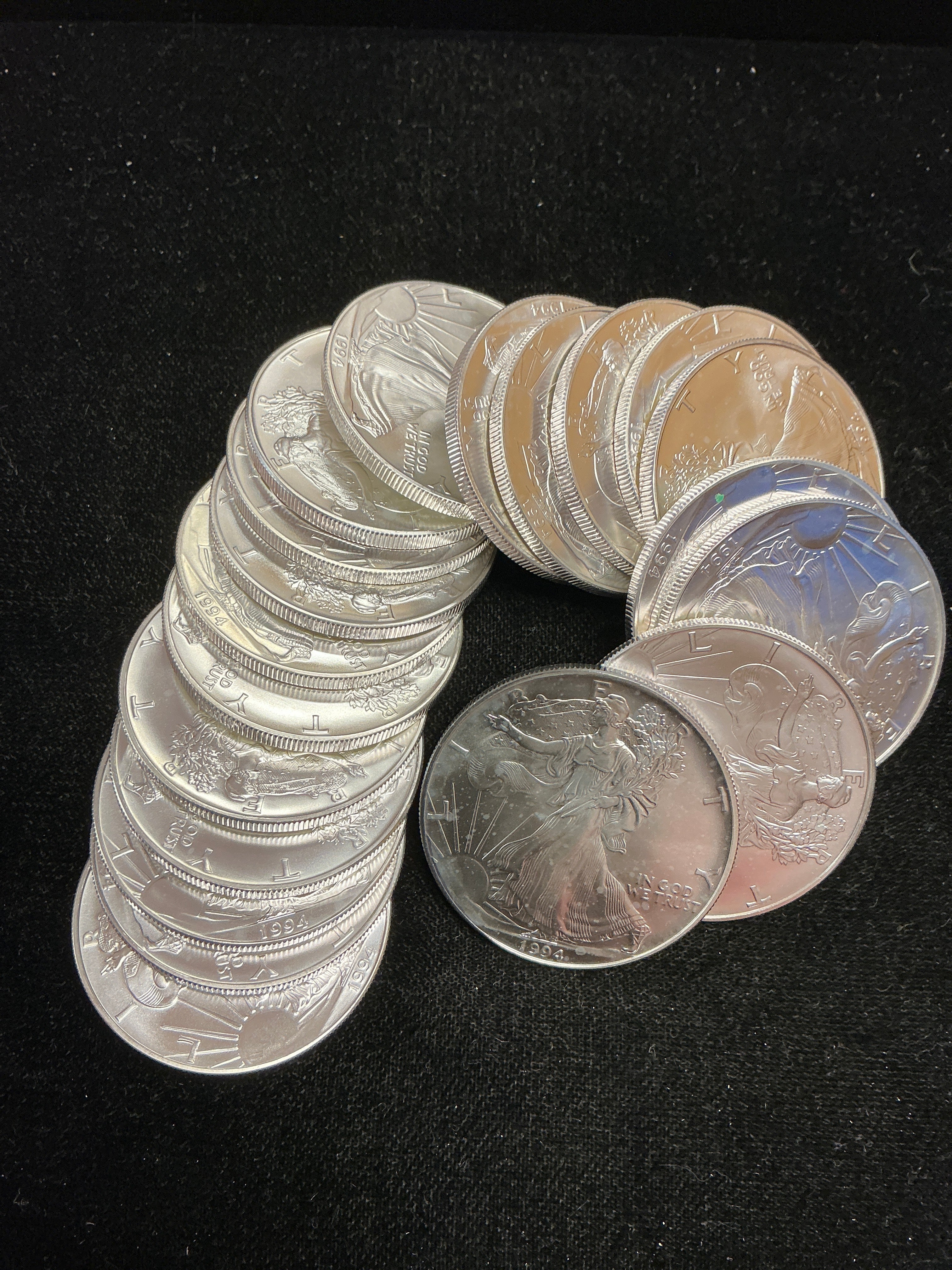 1994 American Silver Eagle Roll. 20 Coins to a Roll. Store Sale #SR003.