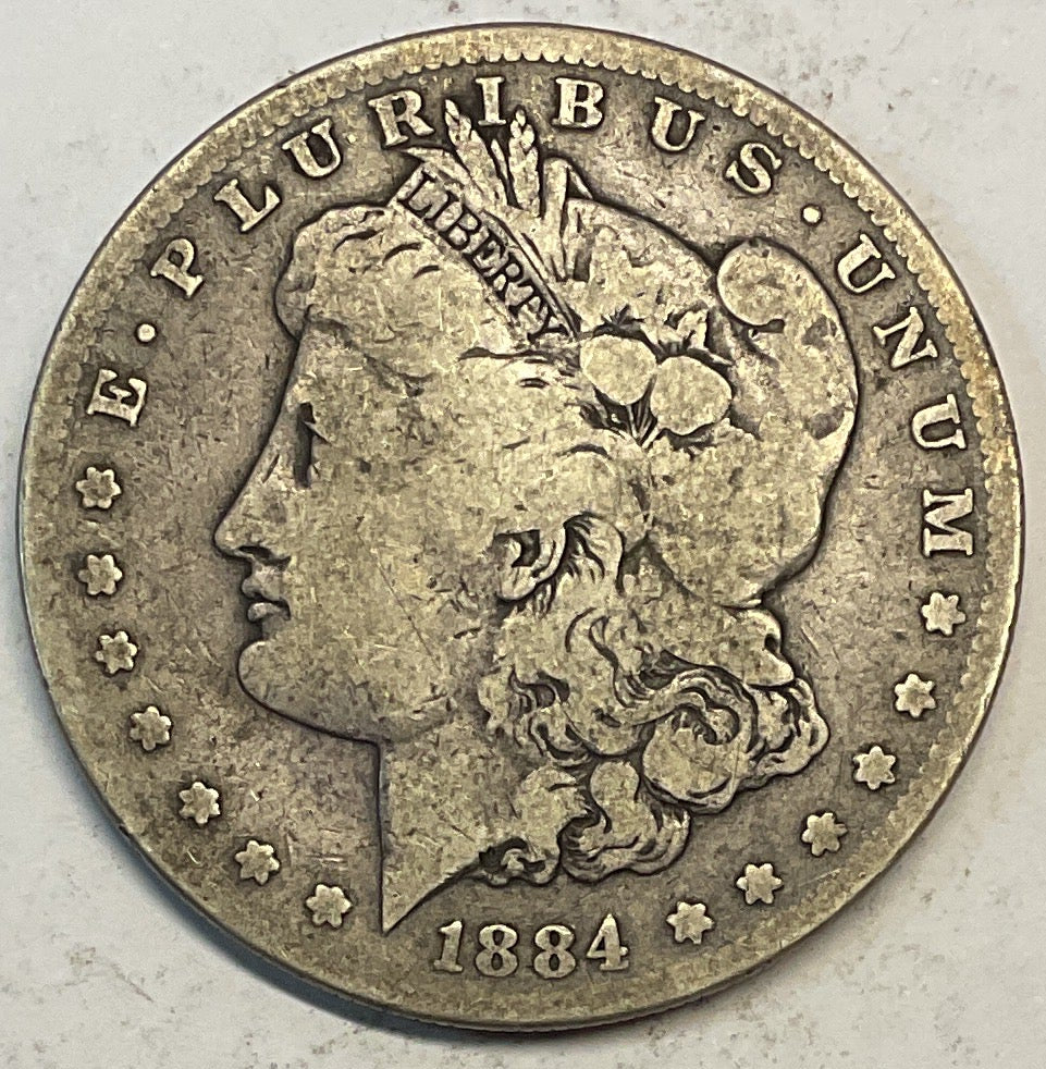 1884-S Morgan Silver Dollar, Very Good Circulated Coin, Store #DR0889