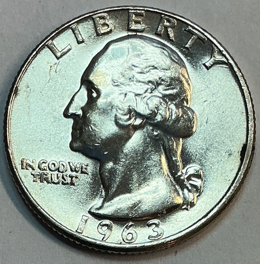 1963-D Silver Washington Quarter., Uncirculated Coin., Store #QR1794
