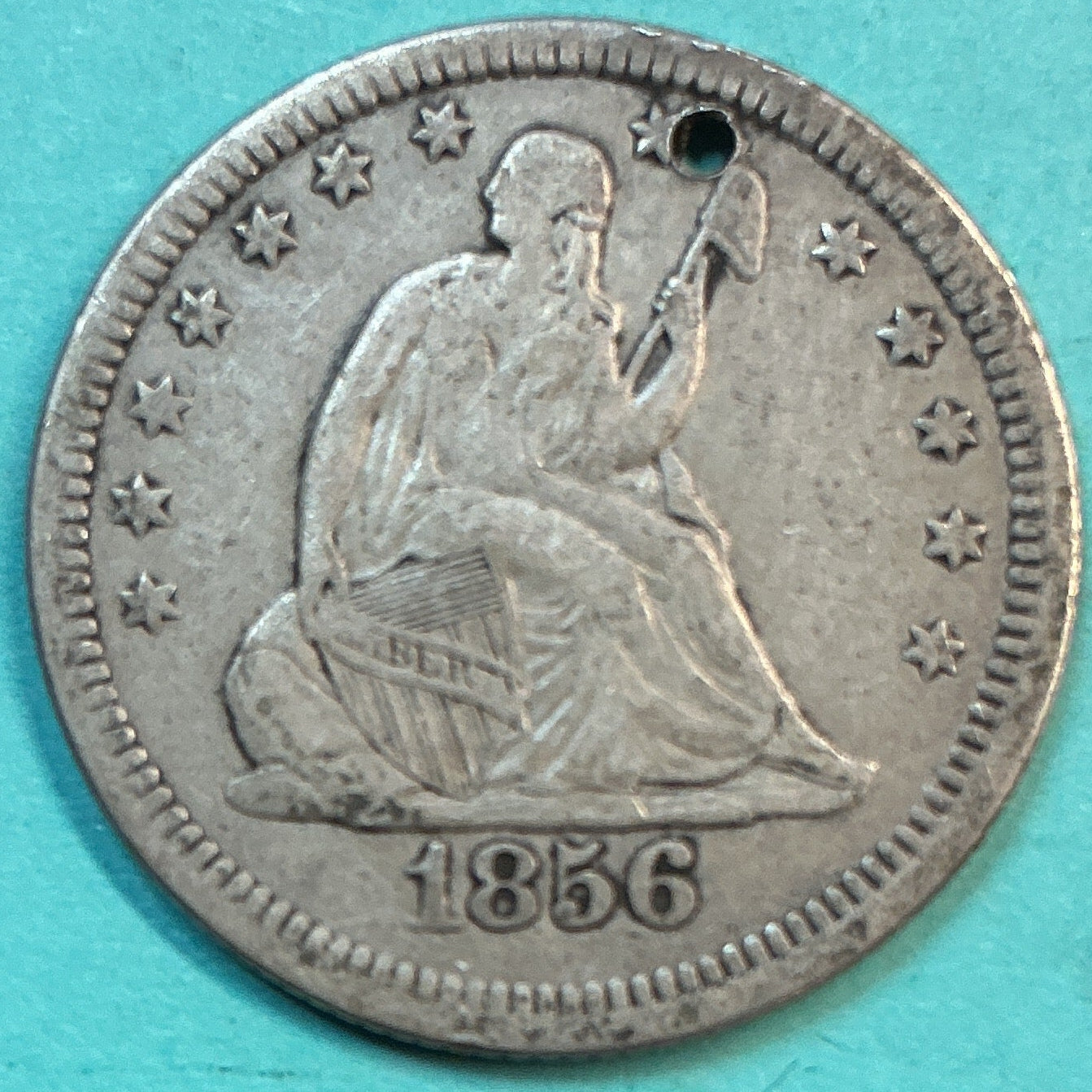 1856 Liberty Seated Quarter., Good Circulated Details., Store#QR1280