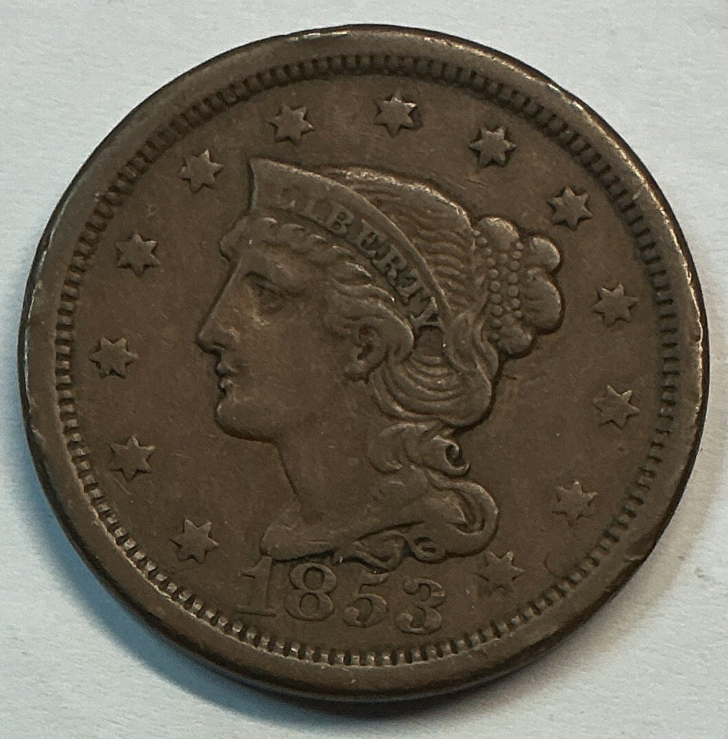 1853 Liberty Head Large Cent. Very Fine Collectible Coin. Store #CT1423