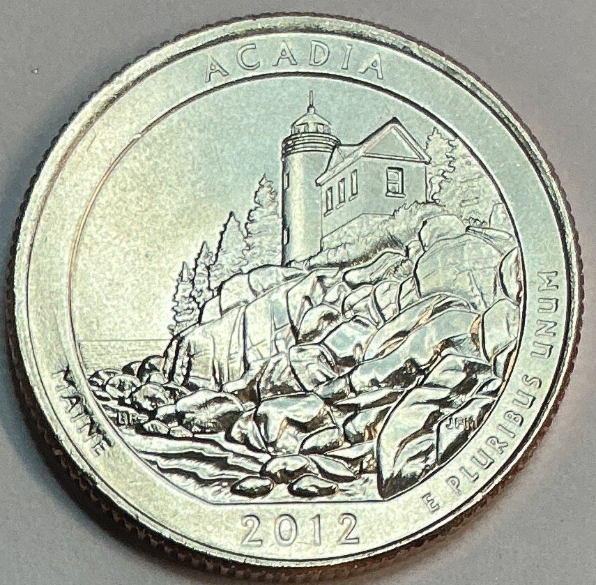 2012-P Brillant Uncirculated, Acadia National Park, Maine, Washington Quarter