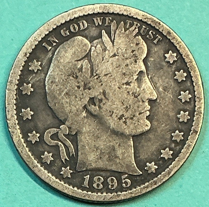 1895 Barber Quarter., Very Good Circulated Details., Store#QR1192