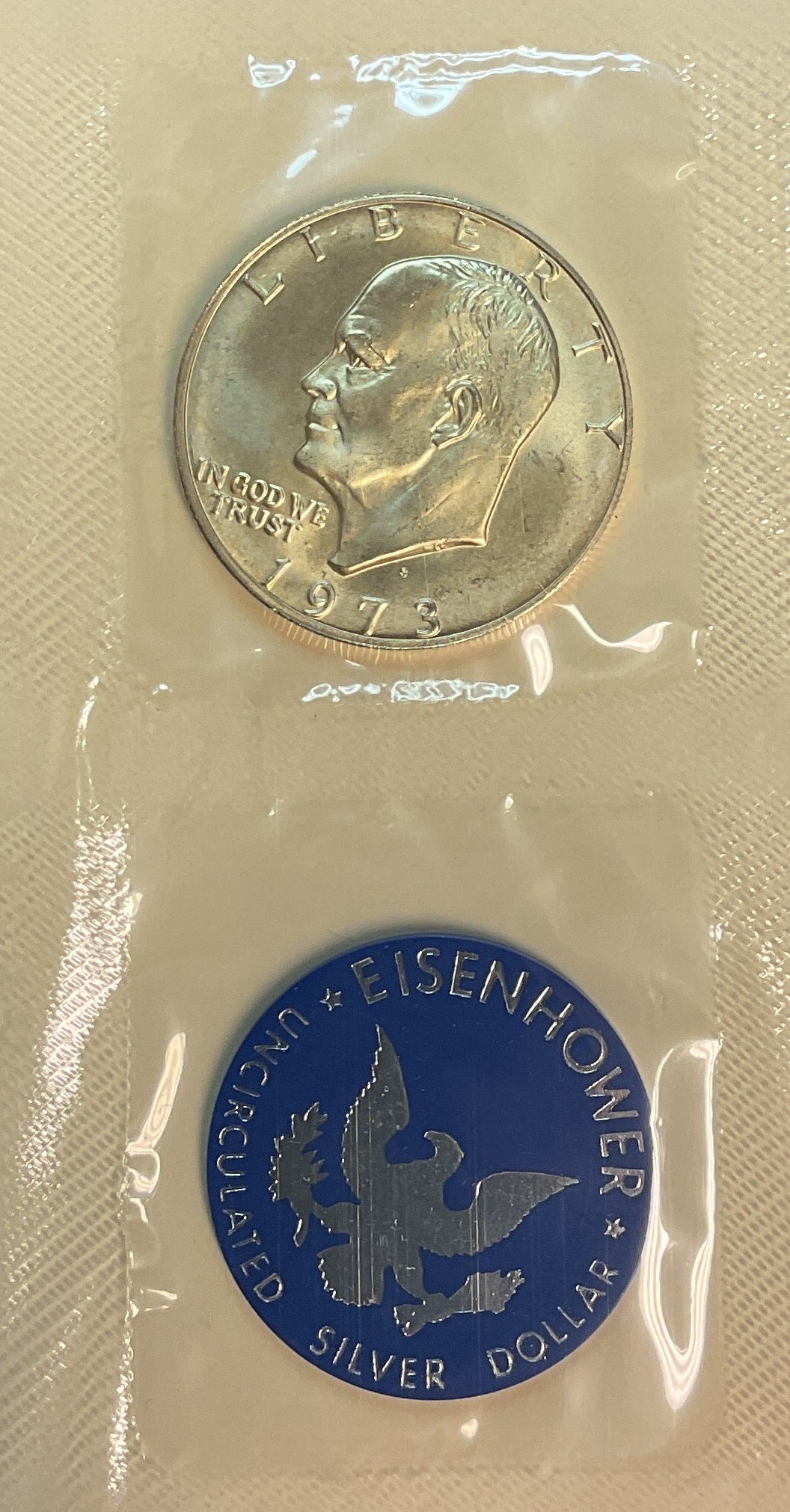 1973 Eisenhower Uncirculated Silver Dollar. Store #PT052