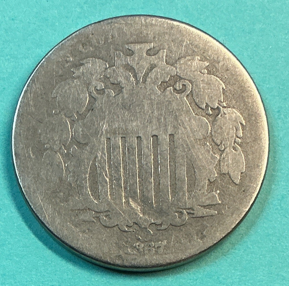 1867 Shield Nickel, Good Circulated Coin, Store #NL097