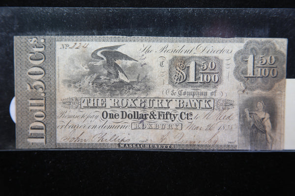 1838 Roxbury Bank. Obsolete Currency, Store Sale 093015