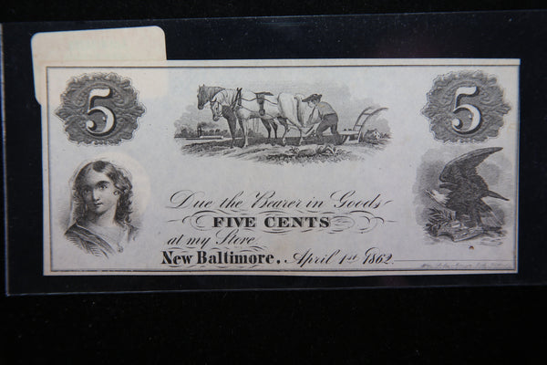 1862 New Baltimore, Oh,  Obsolete Currency, Store Sale 093016