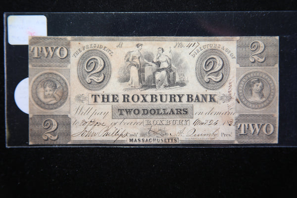 1838 Roxbury Bank,  Obsolete Currency, Store Sale 093027