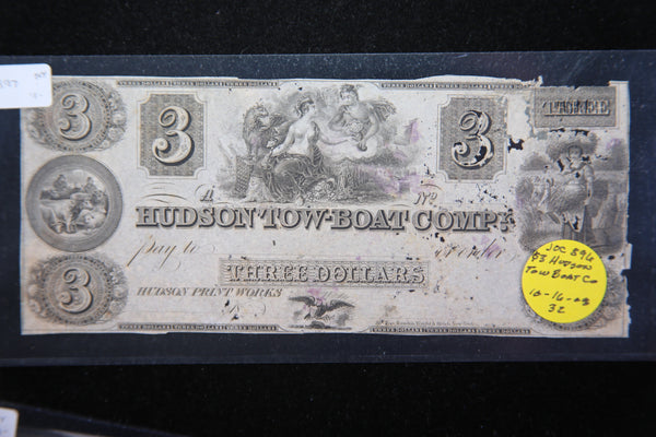 1800's Hudson Tow-Boat Co., Obsolete Currency, Store Sale 093188