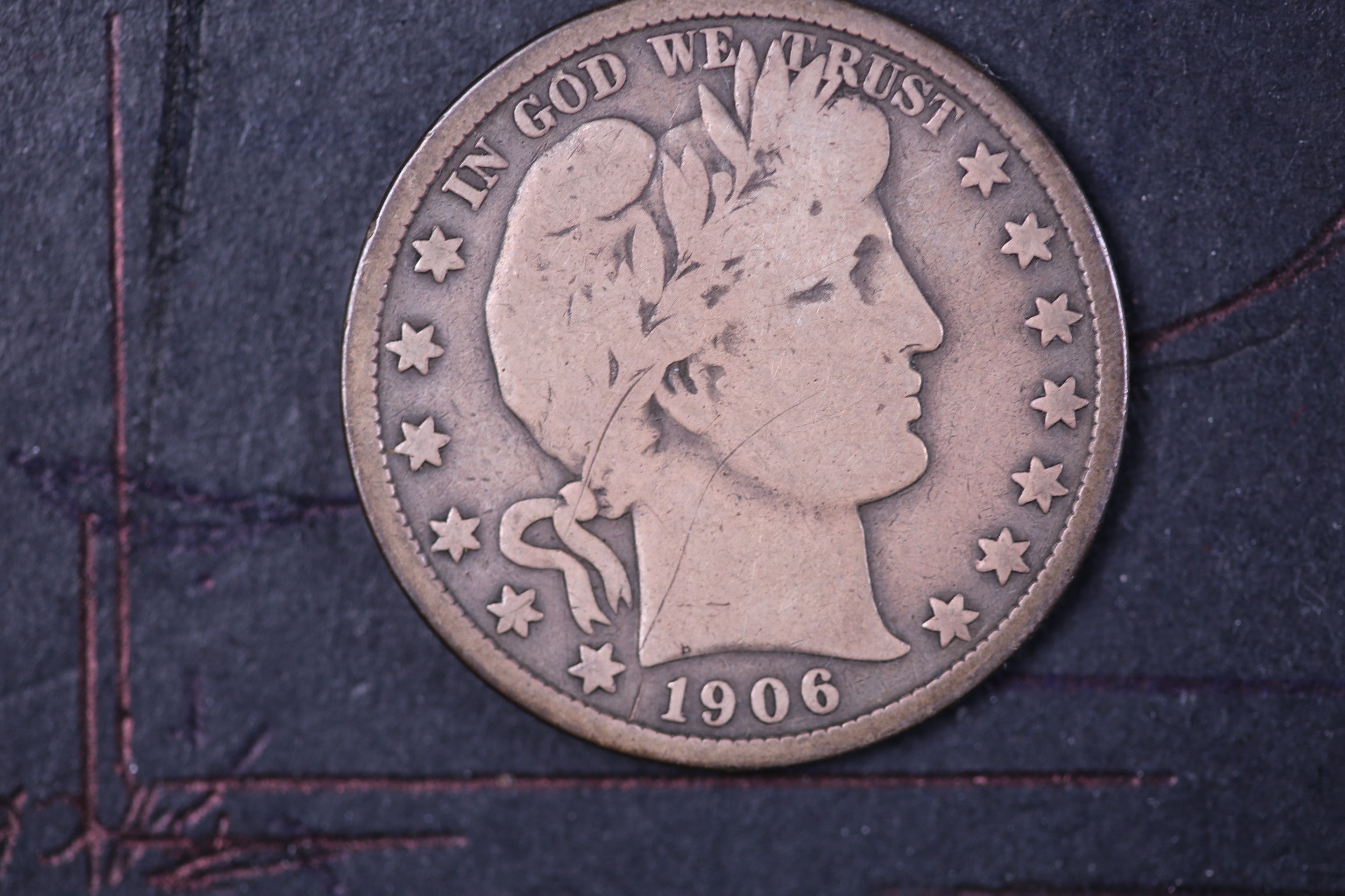 1906-D Barber Half Dollar, Very Good Circulated Coin, Store #HR347