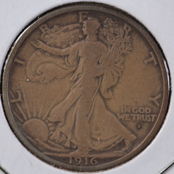 1916-D Walking Liberty Half Dollar, Circulated XF+ Details. Store #82404