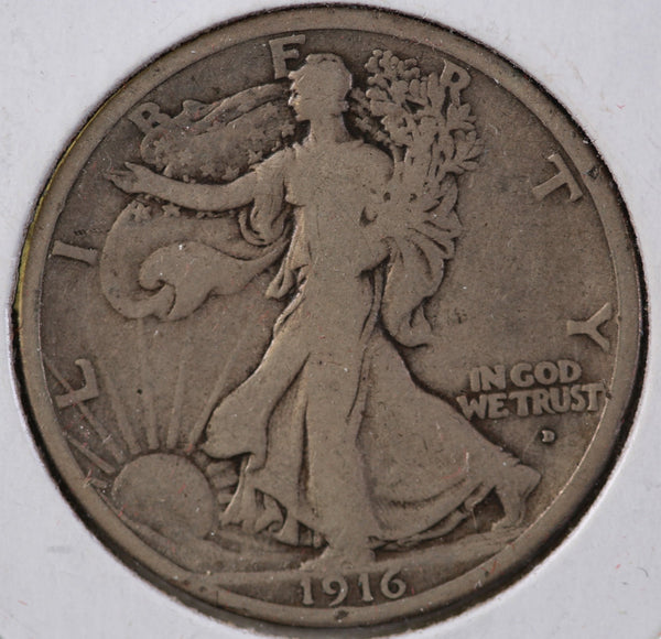1916-D Walking Liberty Half Dollar, Circulated Coin. Store #82403