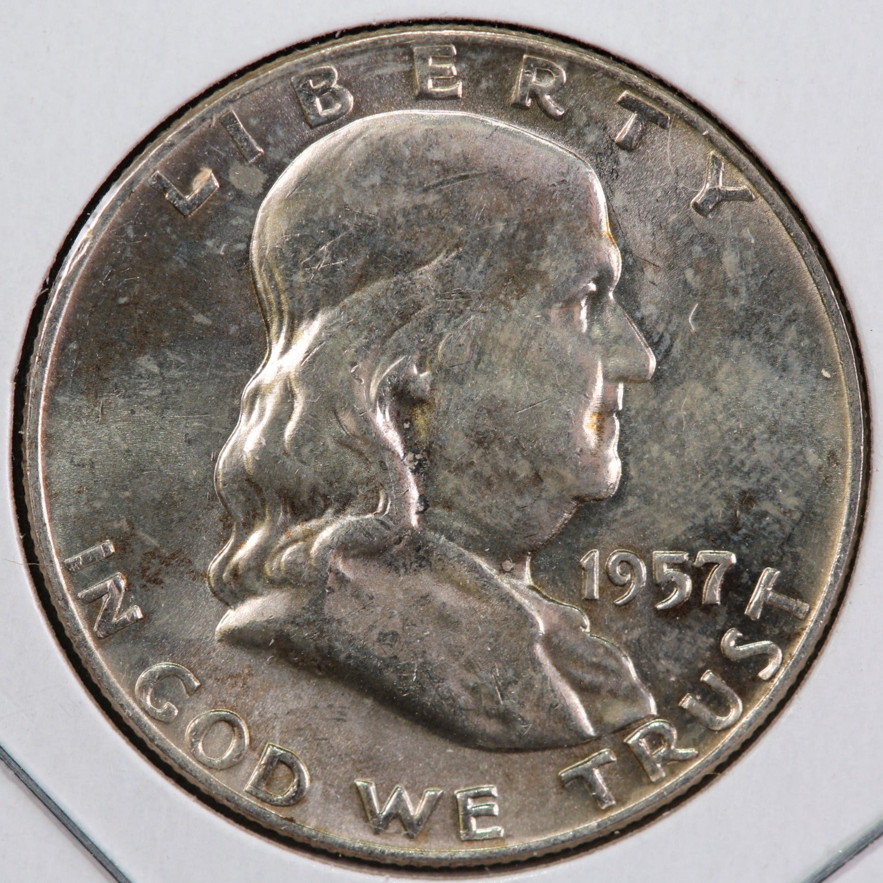 1957-D Franklin Half Dollar, Mint State Uncirculated Coin. Store #13018