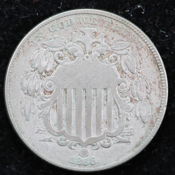1866/66 Shield Nickel, Circulated Collectible Coin. Store #1269002