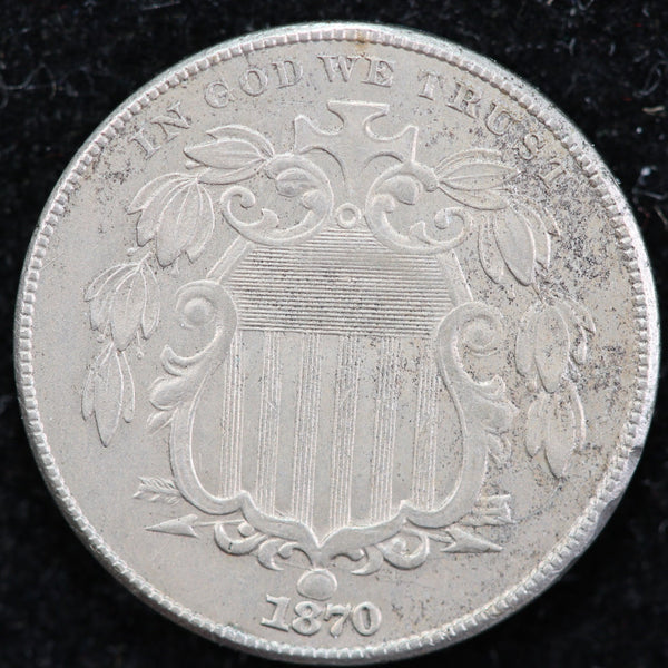 1870 Shield Nickel, Uncirculated Collectible Coin. Store #1269004