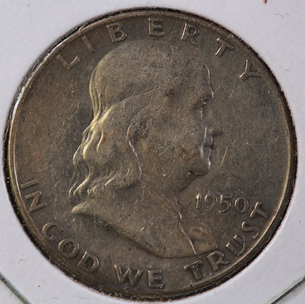 1950-D Franklin Half Dollar, Affordable Circulated Coin. Store #23082614