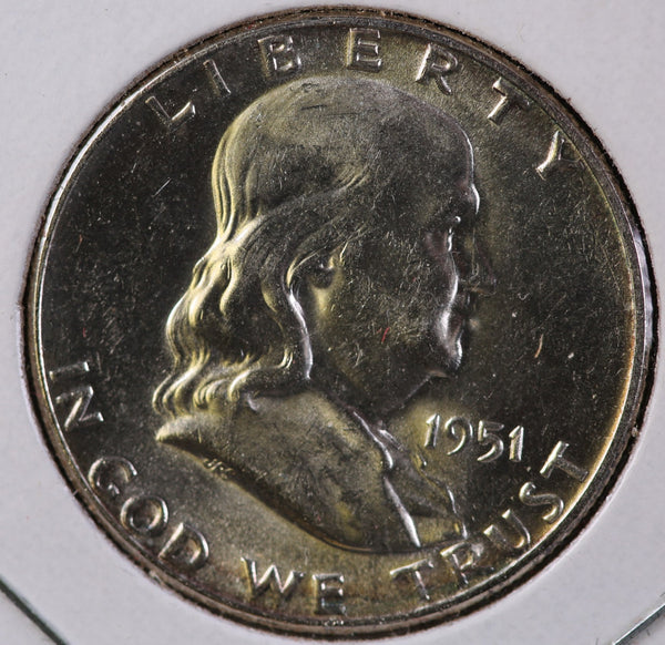 1951 Franklin Half Dollar, Uncirculated Coin GEM BU Details. Store #23082800