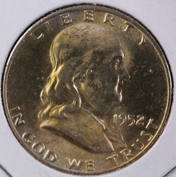 1952-D Franklin Half Dollar, Uncirculated Coin GEM BU Details. Store #23082811
