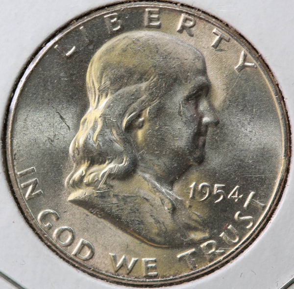1954 Franklin Half Dollar, Uncirculated Coin Gem BU+ Details, Store #23082825
