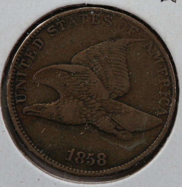 1858 Flying Eagle Cent, AU+ Details Large Letters, Store #83007