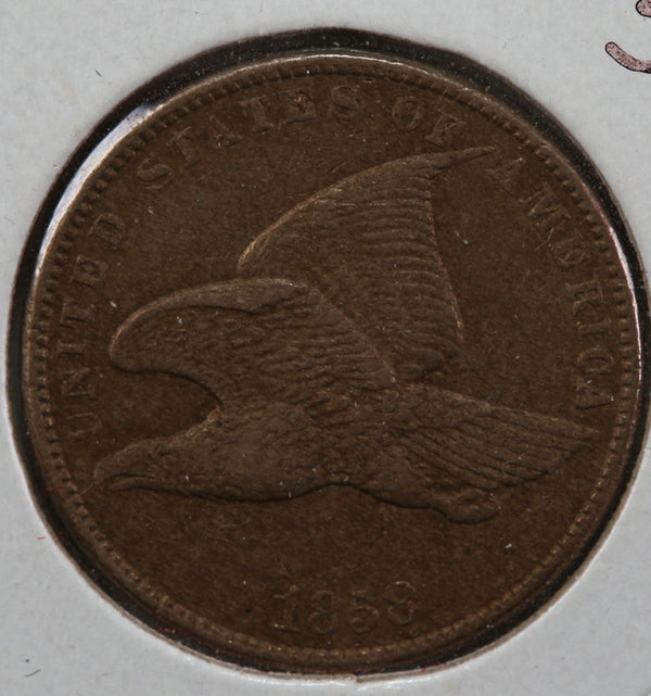 1858 Flying Eagle Cent, AU+ Details Small Letters, Store #83008