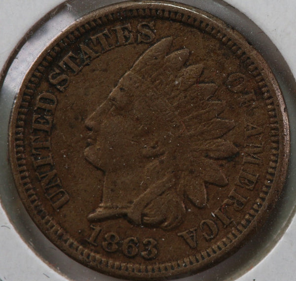 1863 Indian Head Cent, Uncirculated Coin XF+ Details, Store #83020