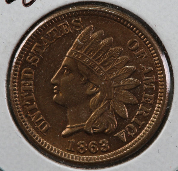 1863 Indian Head Cent, Uncirculated Coin MS63+ Details, Store #83019
