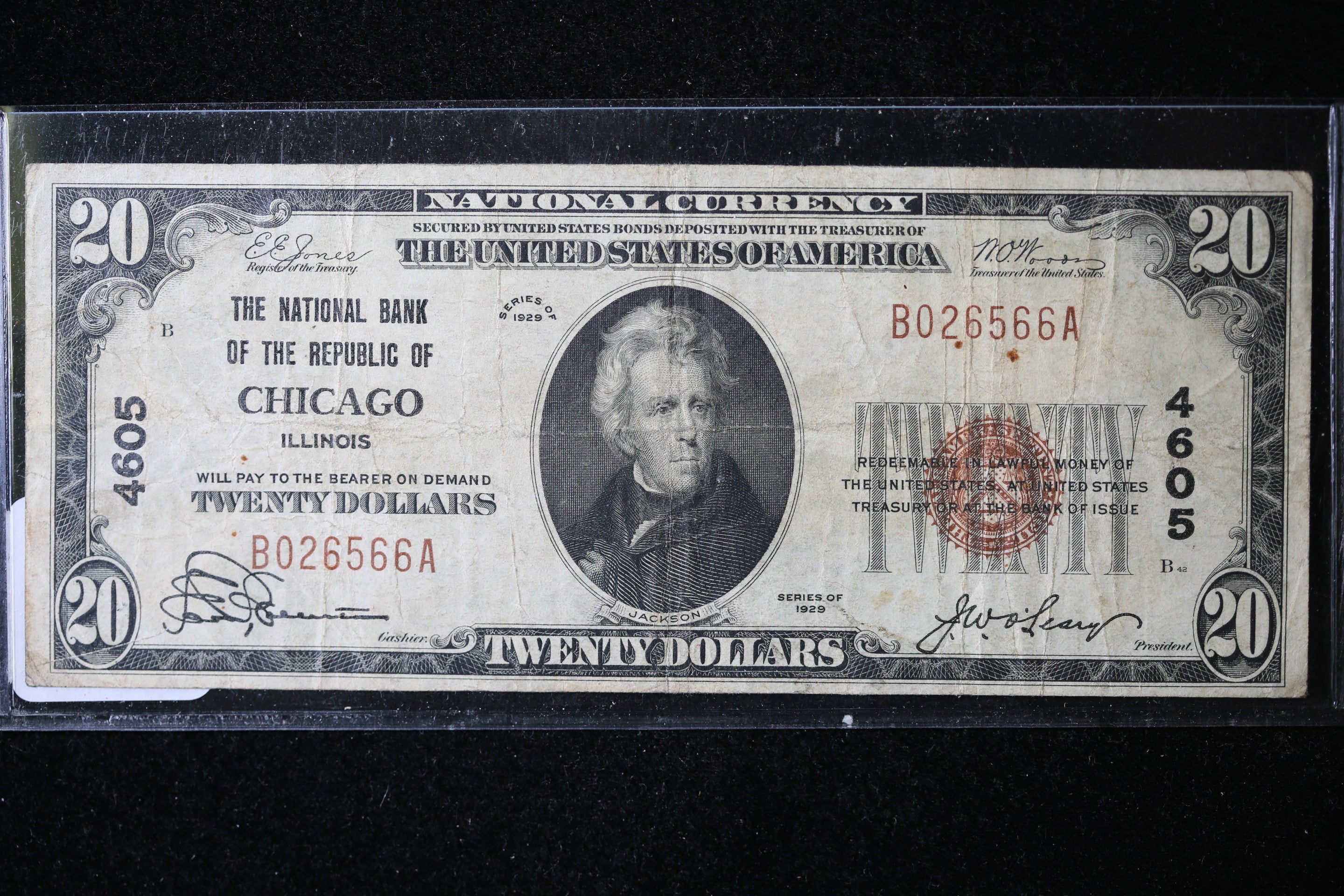 1929 $20 National Currency, Chicago, IL., Store Sale 091032