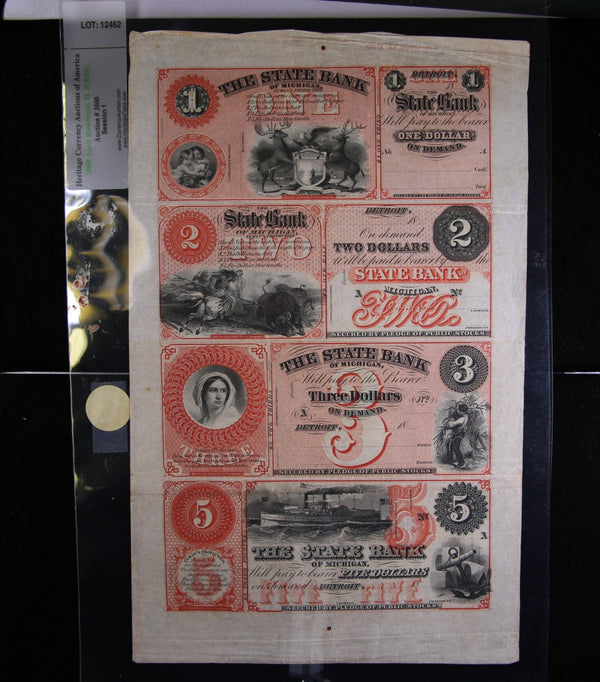 1800's Detroit, Michigan., Full Sheet., *VERY RARE *, Obsolete Currency, Store Sale 093218