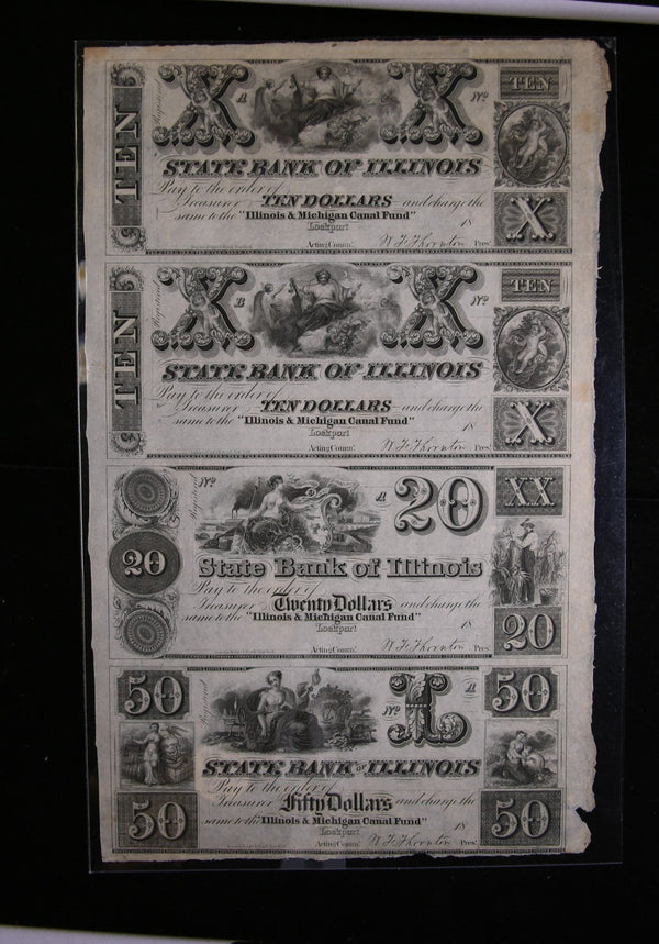 1800's Illinois., Full Sheet.,  Obsolete Currency, Store Sale 093222