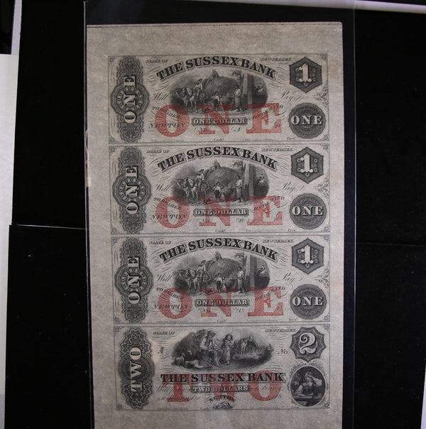 1800's New Jersey., Full Sheet.,  Obsolete Currency, Store Sale 093223
