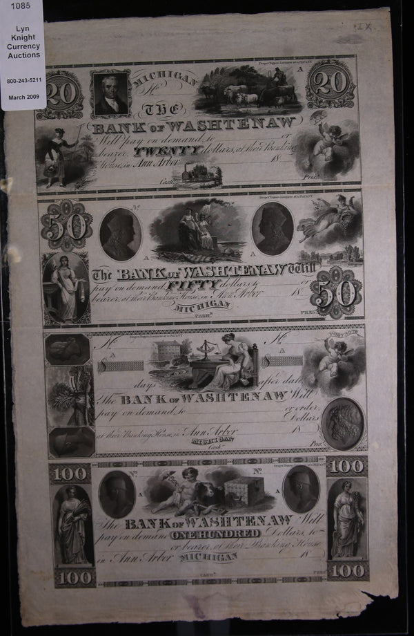 1800's Michigan., Full Sheet.,  Obsolete Currency, Store Sale 093234
