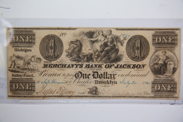 1840 $1, Brooklyn, Michigan., Obsolete Currency, Store Sale 0932485