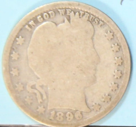 1896 Barber Silver Quarter, Nice Circulated Coin. Store #231215051