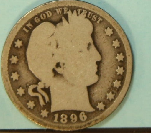 1896-O Barber Silver Quarter, Nice Circulated Coin. Store #QR1103