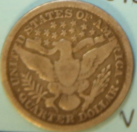 1896-O Barber Silver Quarter, Nice Circulated Coin. Store #QR1104