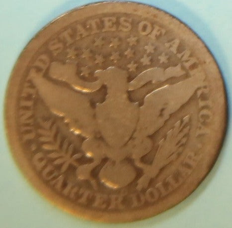 1896-O Barber Silver Quarter, Circulated Coin. Store #QR1107