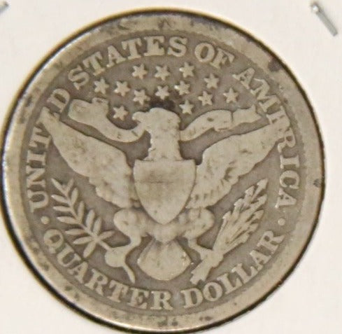 1897 Barber Silver Quarter, Good Circulated Coin. Store #QR1110