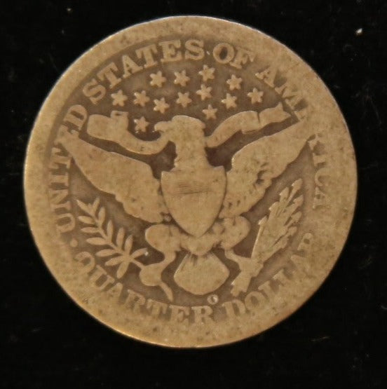 1898-O Barber Quarter, About Good Circulated Coin, Store #QR1121