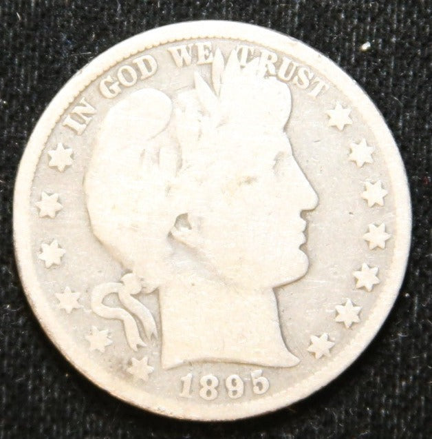 1895 Barber Half Dollar, Good Circulated Coin, Store# HR190