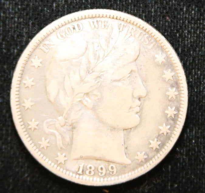 1899 Barber Silver Half Dollar, Fine Circulated Coin, Store #HR227