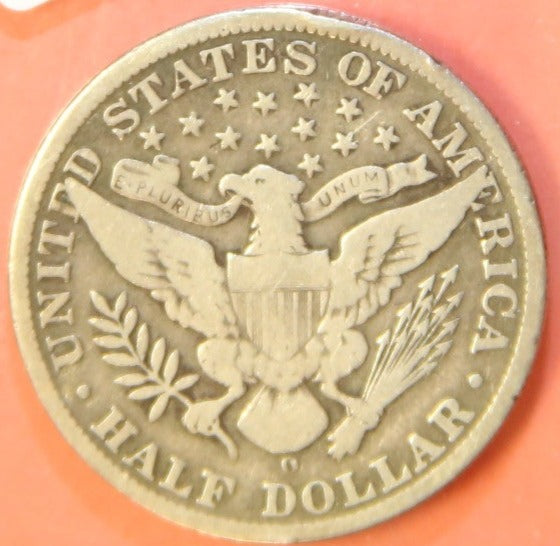 1908-O Barber Half Dollar, Very Good Circulated Coin, Store #HR388