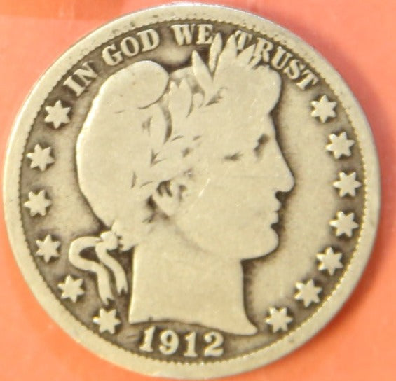 1912-S Barber Half Dollar, Good+ Circulated Coin, Store #HR415
