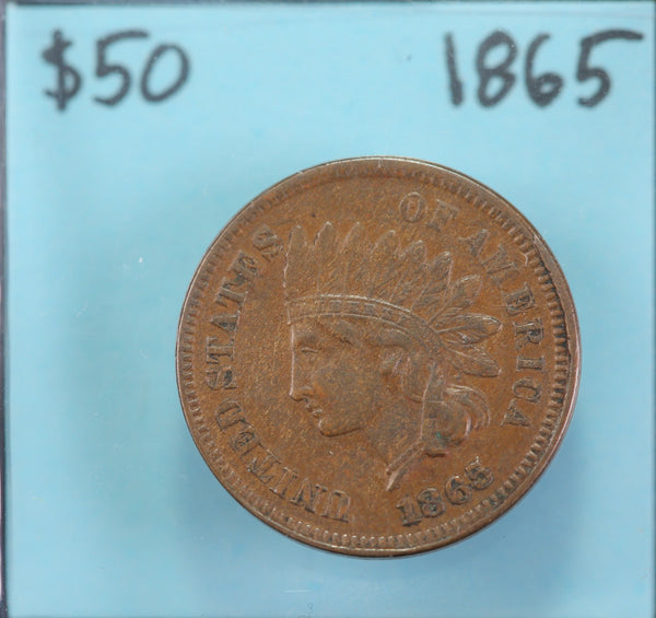 1865 Indian Head Cent, Circulated Affordable Coin, Store #90208