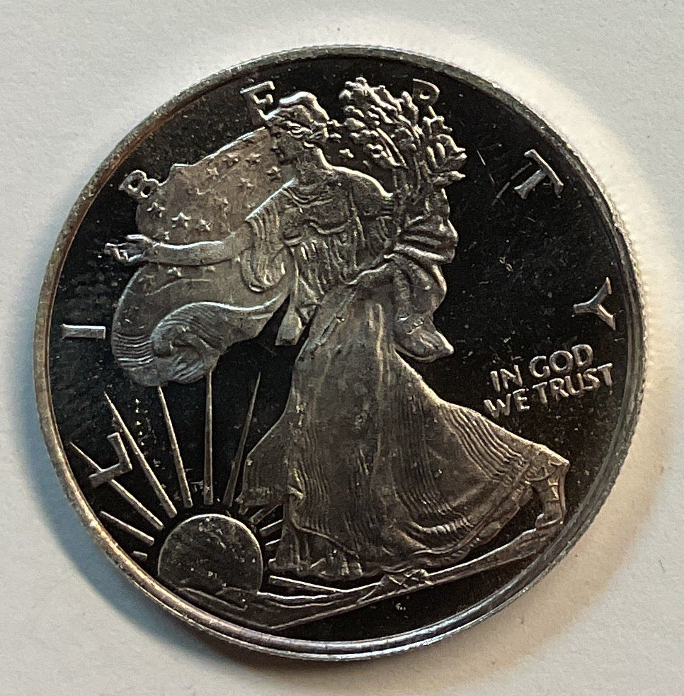 .999 silver, 1/2 Troy Ounce, Walking Liberty Silver Round, Store #SR022