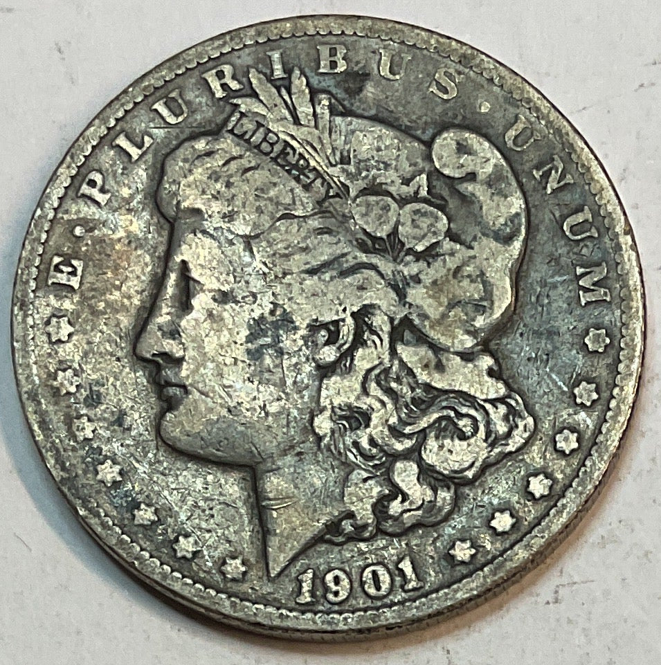 1901 Morgan Silver Dollar, Very Good Circulated Coin, Store #DR0915